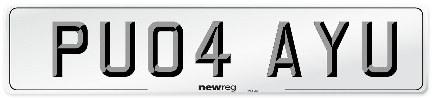 PU04 AYU Number Plate from New Reg